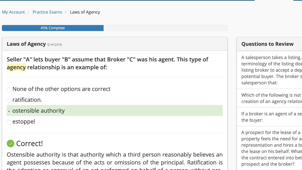 Real Estate Exam Webinar: Laws of Agency (11/04/19)