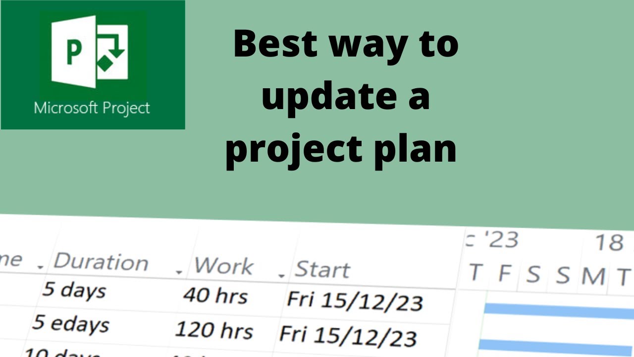 Best way to update a project plan in Microsoft Project