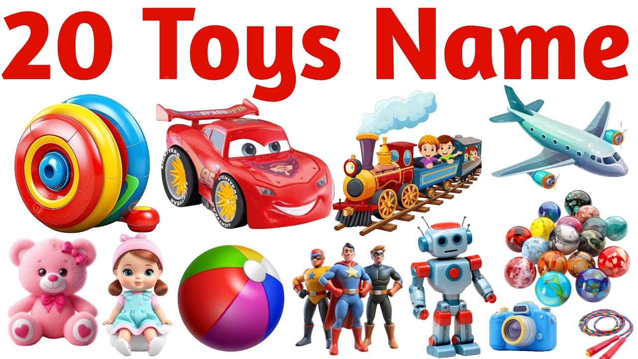 20 खिलौनों के नाम सीखें बच्चों के लिए | Learn 20 Toy Names for Kids with Pictures and Sound