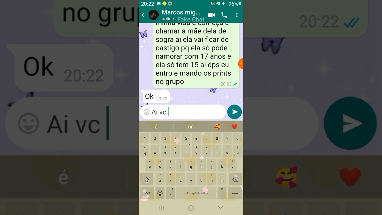 Meu amigo esta namorando forçado por causa da falsa(Fake chat) Completo