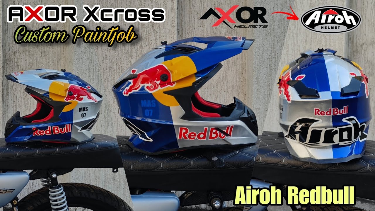 Custom helmet painting Axor Xcross to Redbull edition |GJ 05| Airbrush #custom #helmet