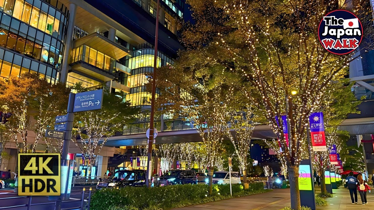 Osaka Christmas Lights 2025 | Umeda Illumination Night Walk | Walking Tour | 4K HDR
