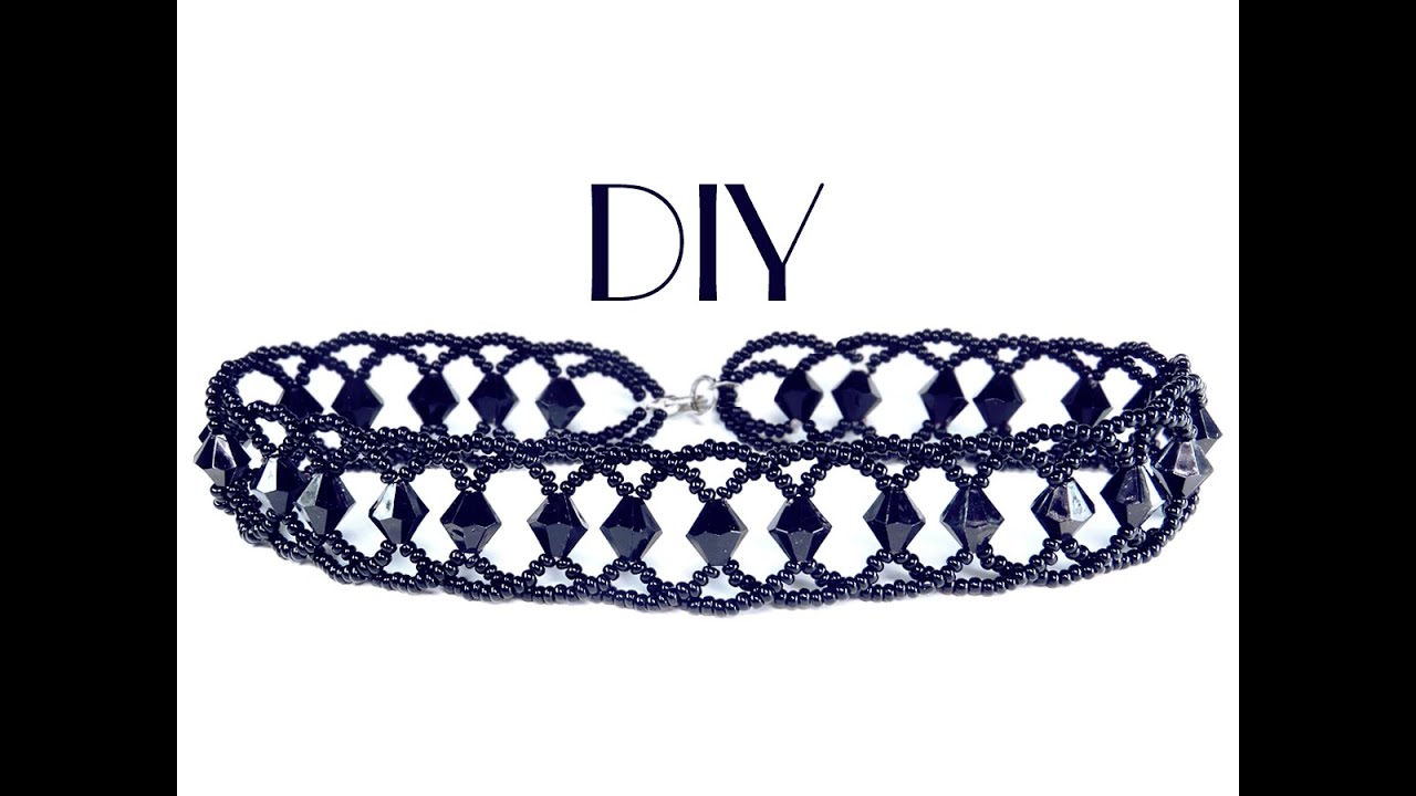DIY: Beaded gothic choker [easy] / Готическое украшение на шею. Чокер из бисера своими руками.