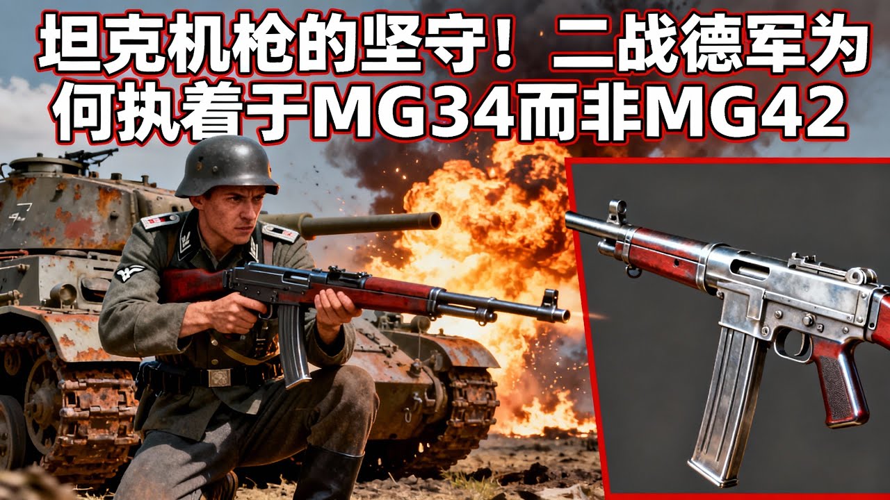 为何令人畏惧的MG42机枪未能取代德国坦克中的MG34 #二战珍贵影像 #机枪 #军事科普 #武器