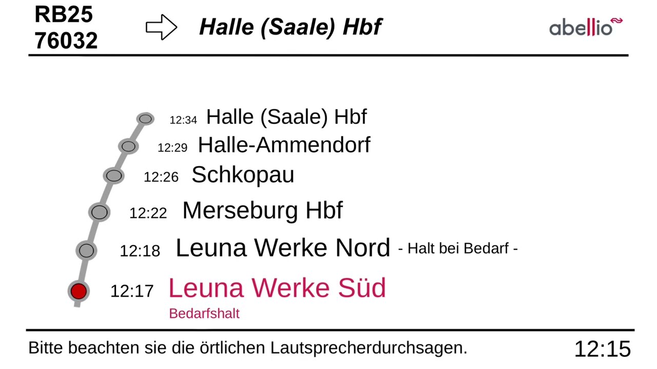 ABRM | RB25: Saalfeld - Halle Hbf | Ansagen