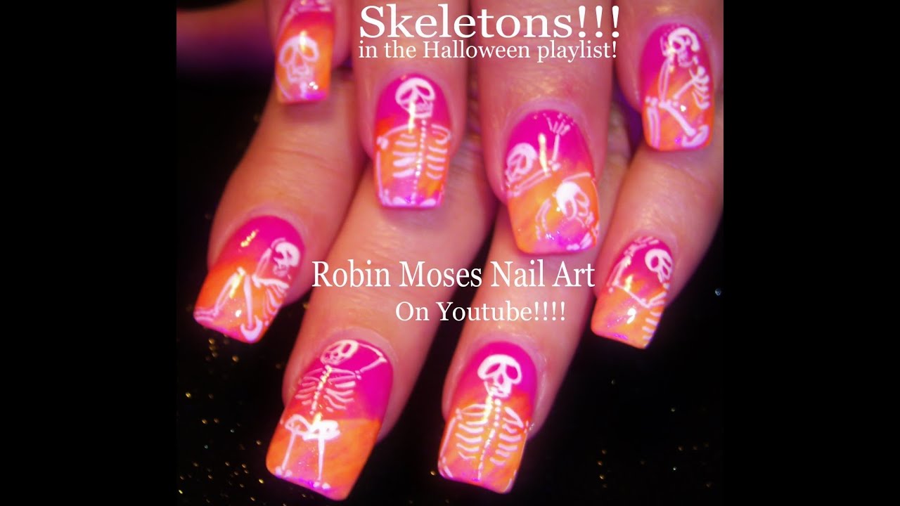 Nail Art Tutorial | DIY Halloween Nails | Easy Neon Skeletons!!!