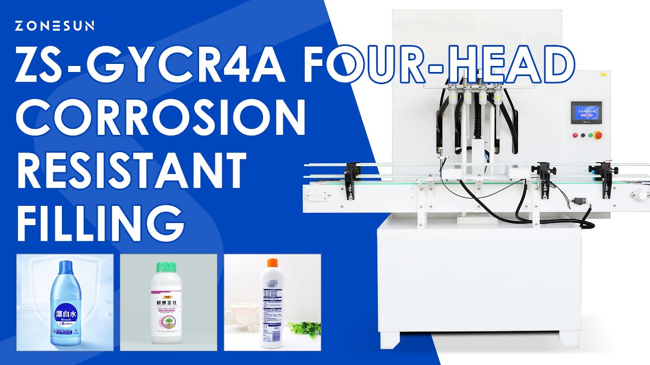 ZONESUN ZS-GYCR4A Automatic Corrosive Liquid Filling Machine Chemical Bottling Packaging