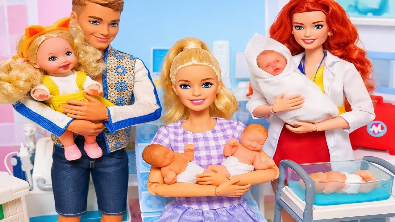 Barbie Midge & Ken Doll Family Morning Routine 바비인형 놀이 아기 태어났어요! 의사 병원놀이 상황극