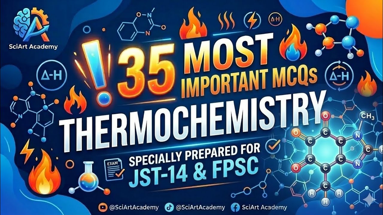 35 Most Important MCQs from Thermochemistry||Specially Prepared For JST-14 & FPSC||SciArt Academy