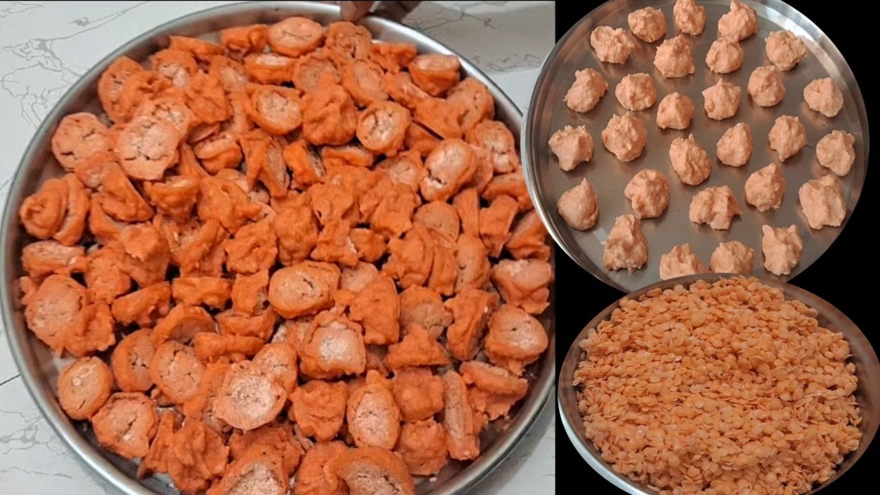 मसालेदार मसूर दाल की बड़ी बनायें घर पर आसानी से ||how  to make  dal badi at home||बड़ी कैसे बनता है