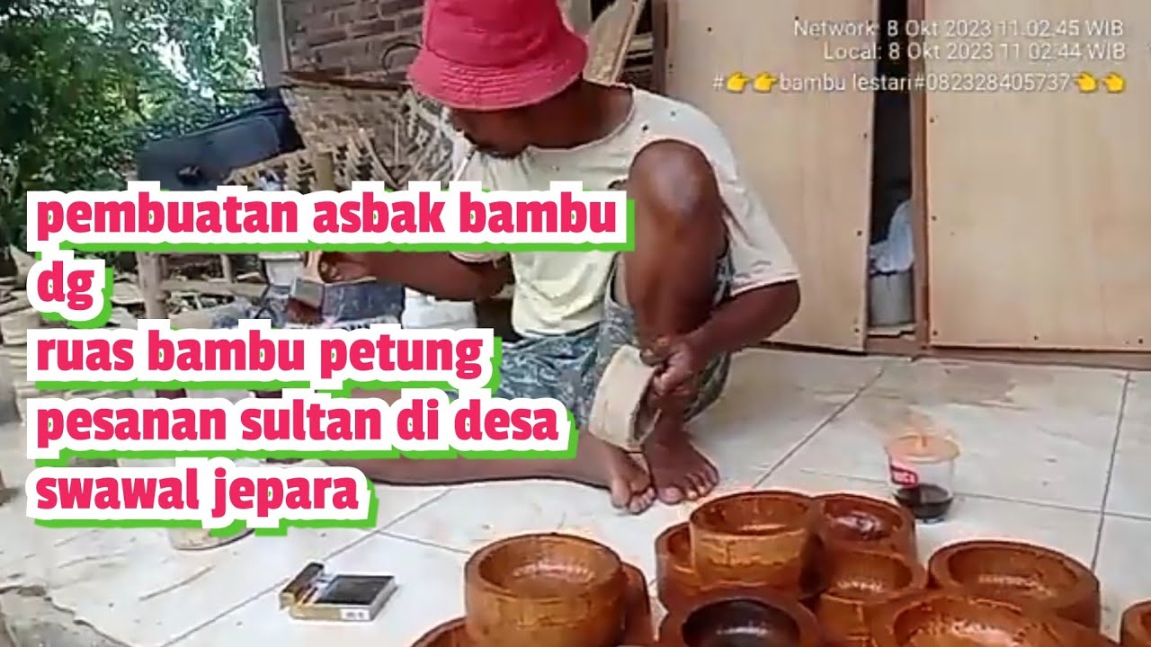 pembuatan asbak bambu dr ruas bambu petung