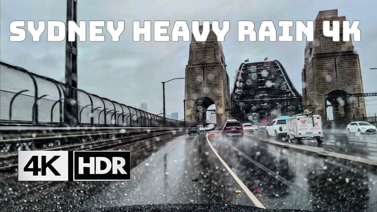 Heavy ￼ Rain & Thunderstorm Drive: North Sydney → Ashfield | 4K HDR 60FPS Dolby Vision 🌧️🇦🇺