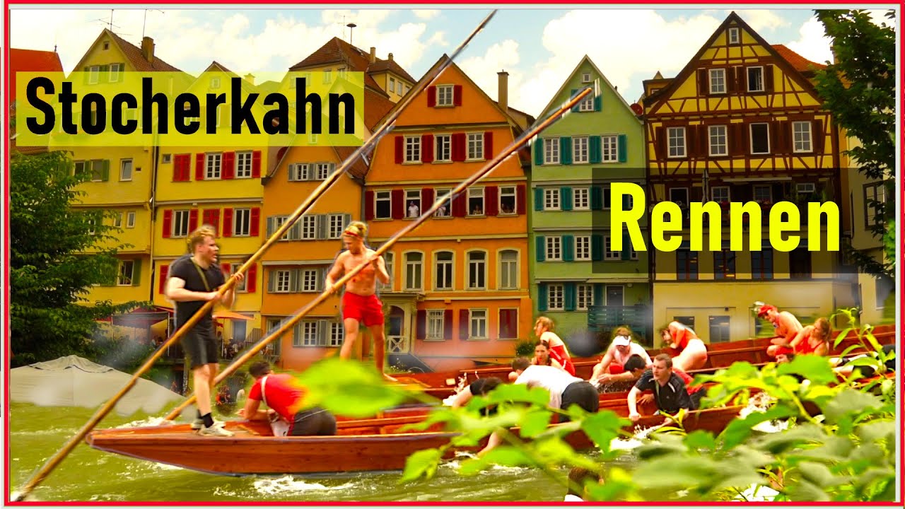 Stocherkahnrennen Tübingen - Action und Lebertran für die Verlier -Fronleichnam Tradition [ENG sub]