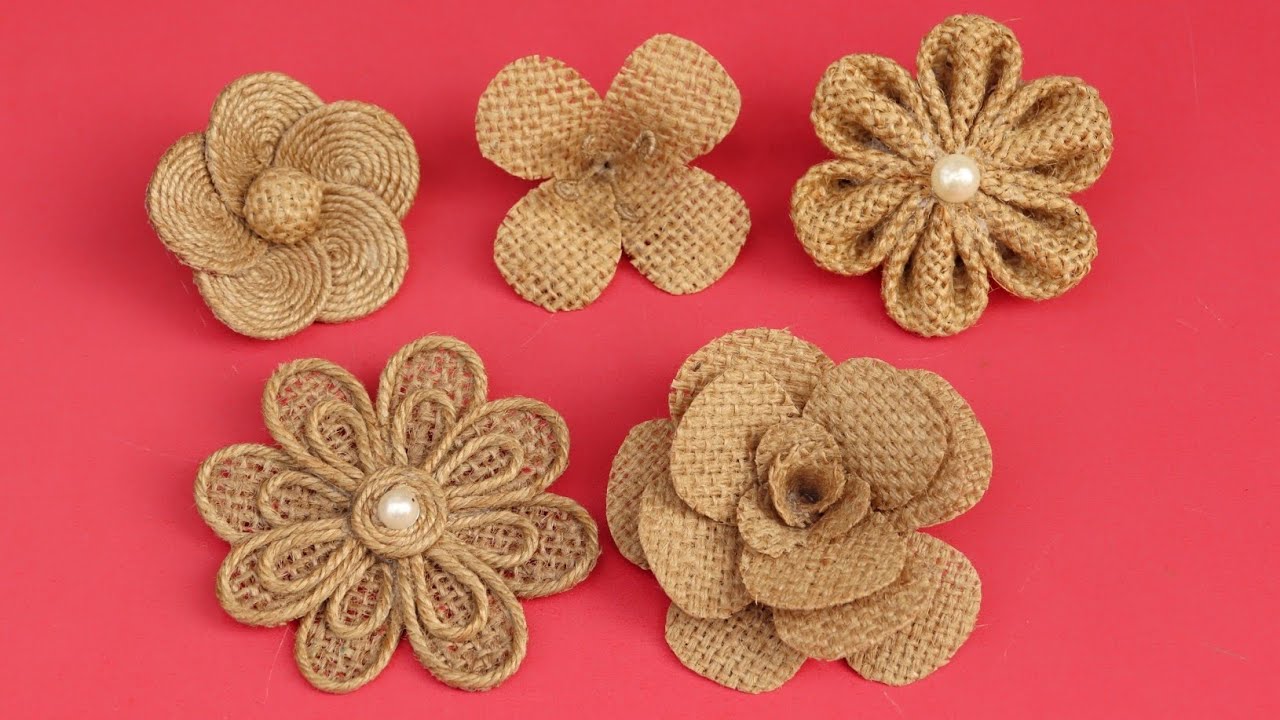 5 Easy Jute Burlap Flower | Jute Flower Craft for Home Decoration