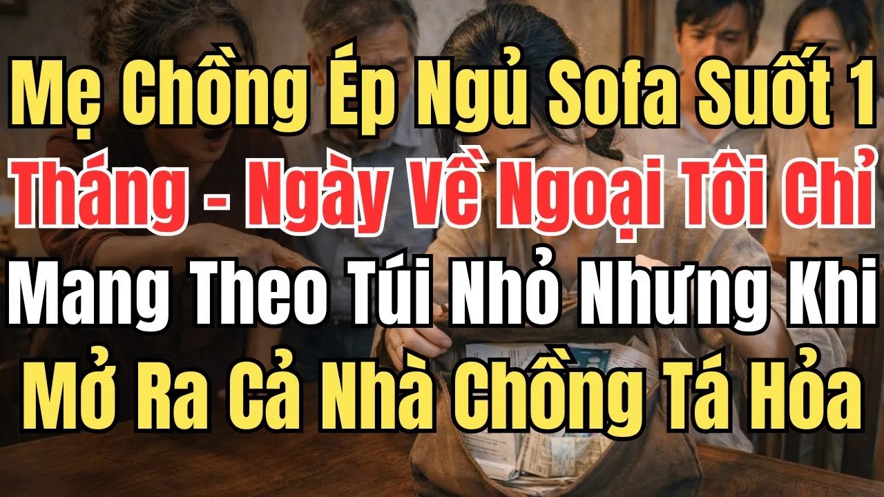 Mẹ Chồng Ép Ngủ Sofa Suốt – Ngày Về Ngoại, Tôi Chỉ Mang Túi Nhỏ Nhưng Khi Mở Ra Cả Nhà Chồng Tá Hỏa