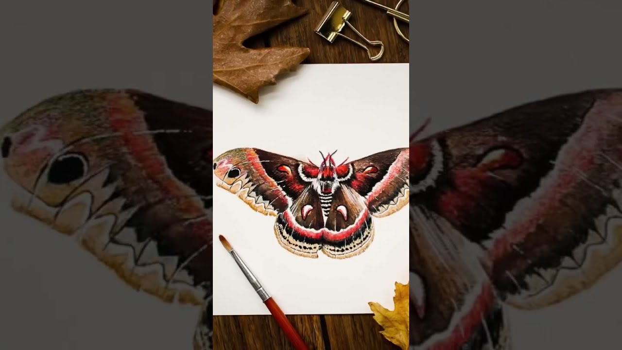 Moth Painting w/ Watercolor Pencil #watercolorpainting #shorts #artshorts #painting