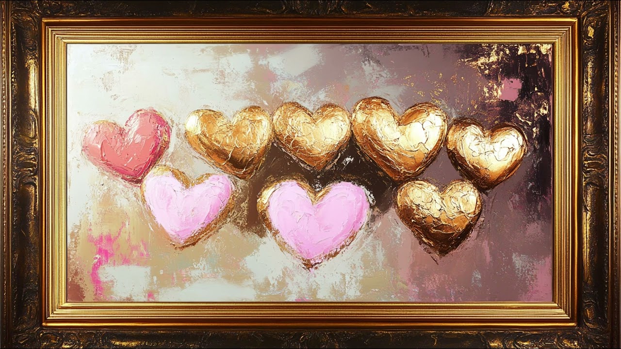 Vintage Valentines Hearts Painting: 4K Romantic Art for Valentine&rsquo;s Day | 2 Hrs