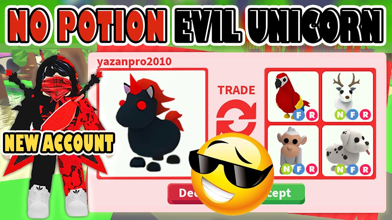 I TRADED NO POTION EVIL UNICORN 🔥🦄 IN NEW ADOPT ME ACCOUNT ROBLOX