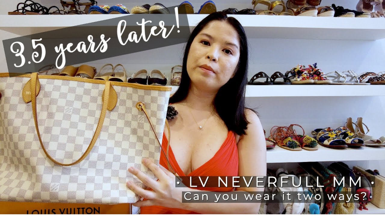 LV Neverfull MM Damier Azur Review After 3.5 Years | Neverfull Wear and Tear