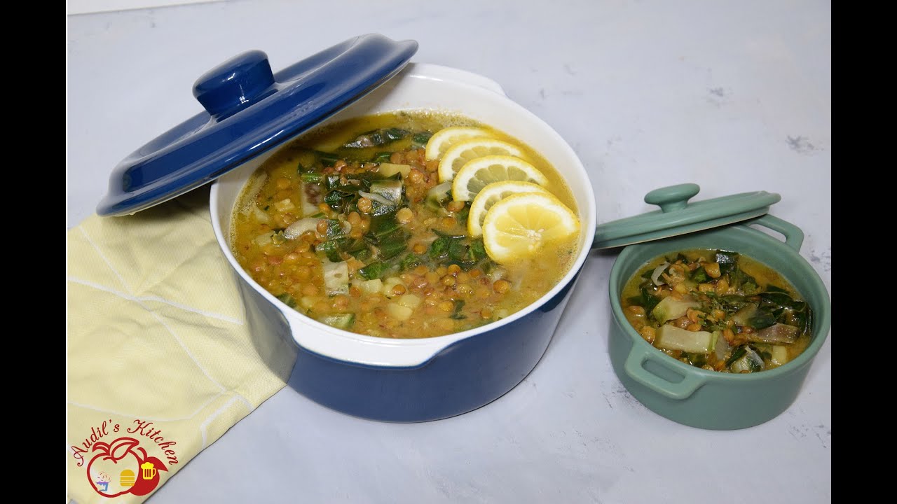 Lebanese lentil soup with lemon&chard (Adas bil hamod)🇱🇧شوربة العدس بحامض والسلق اللبنانية (صيامية)
