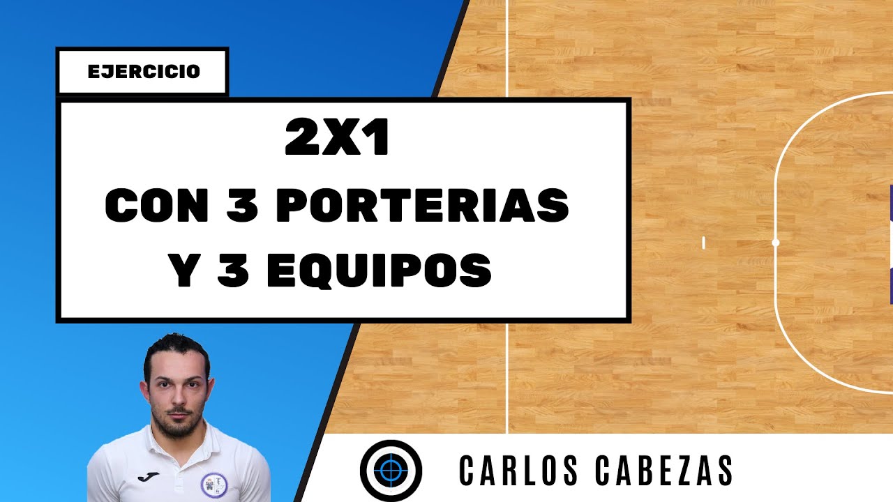 EJERCICIO FÚTBOL SALA 2x1.3 PORTERÍAS - 3 EQUIPOS.