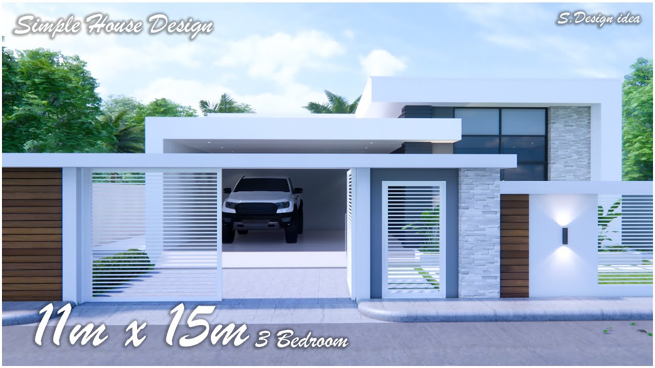 House Design idea | Simple House | 11m x 15m with 3Bedroom