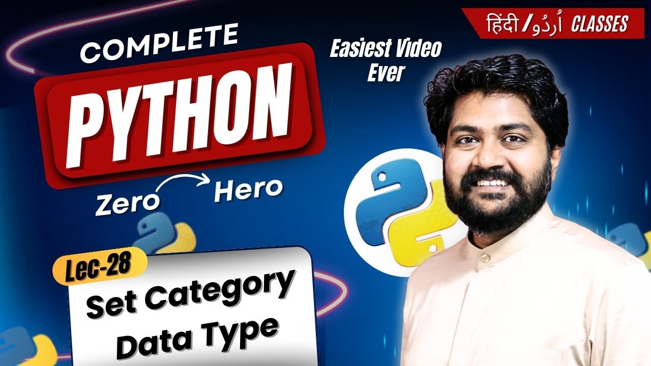Set Category Data type-Hindi/Urdu |Lec-28 | Pre-defined functions in set data type | Python 2026