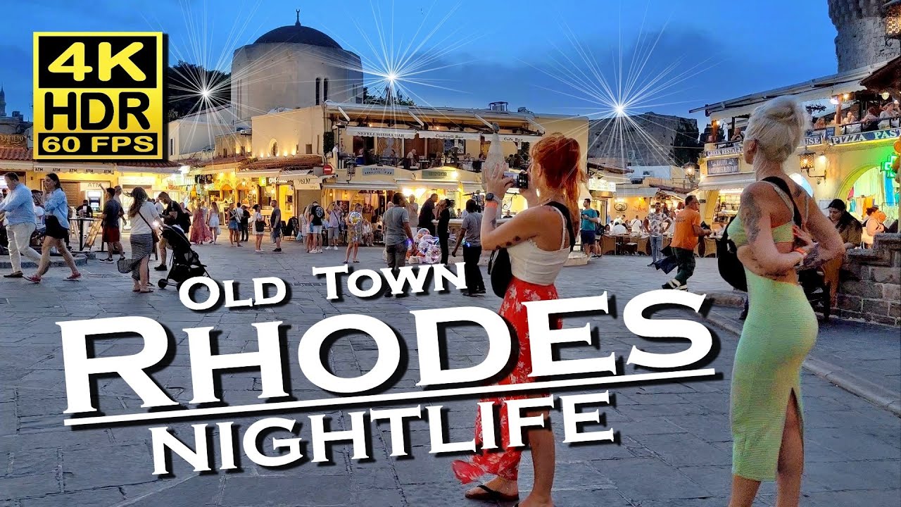 Rhodes Old Town Nightlife, Bars, Restaurants in 4K 60fps HDR (UHD) 💖 The best places 👀 Walking tour