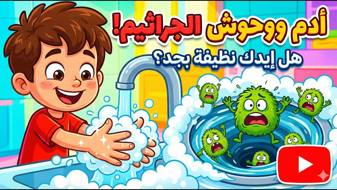 أدم البطل ضد وحوش الجراثيم! 🦠 قصة ممتعة عن غسيل اليدين للأطفال