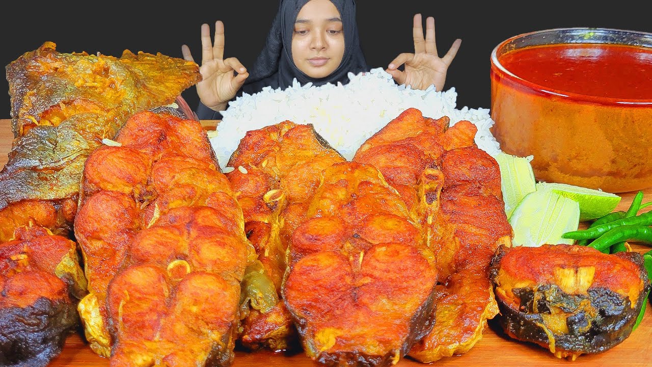 MASSIVE FISH FEAST! BIG FISH CURRY, FISH FRY, RICE ASMR MUKBANG EATING SHOW *BIGBITES*