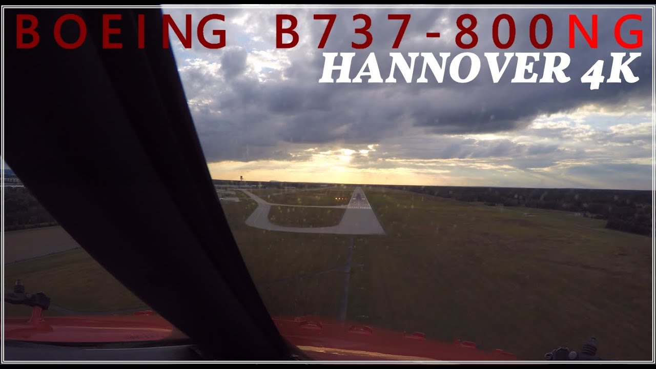 B737-800NG Pilot View Landing in Hannover 4K