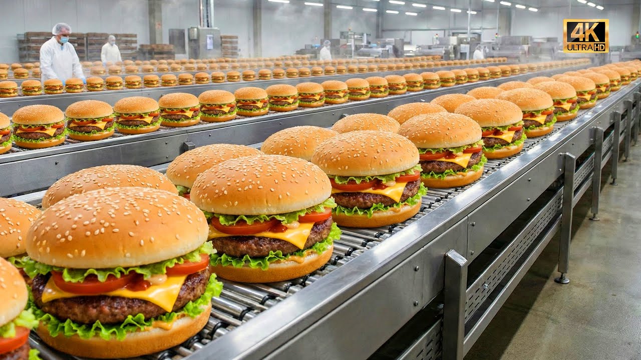 This Factory Makes Millions Of Burgers Daily 😳 | Fast Food Mass Production Process