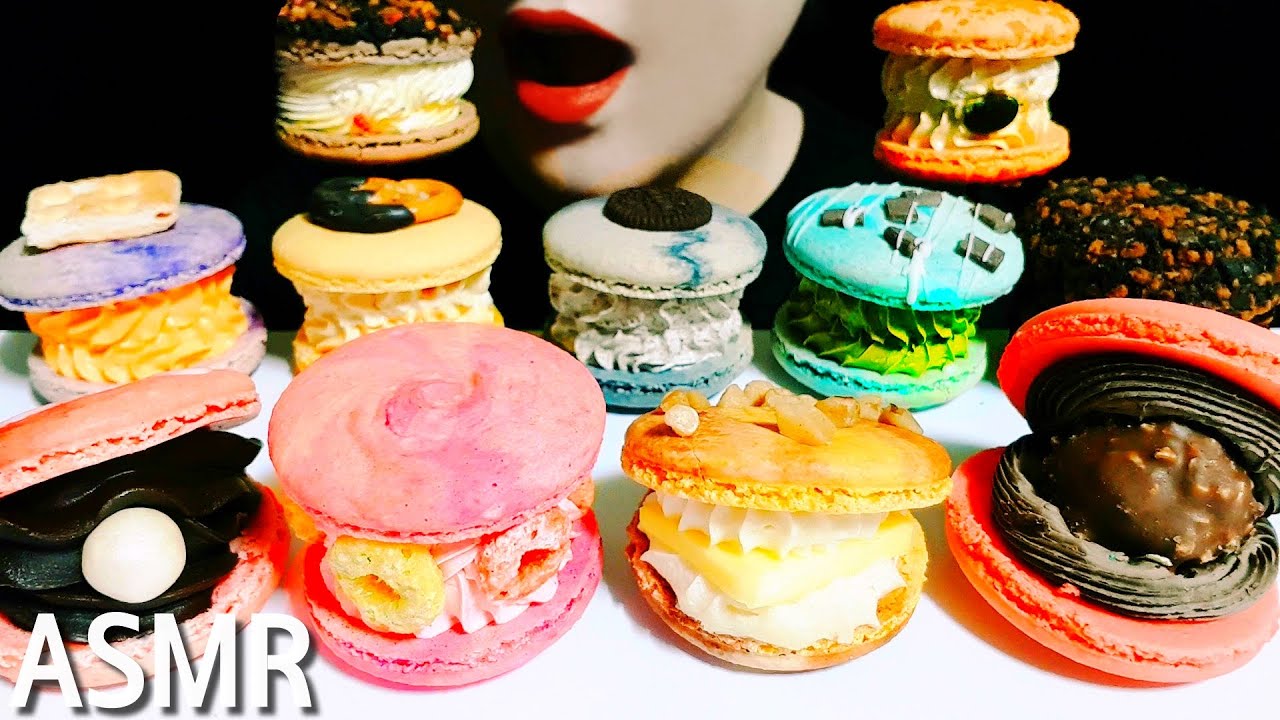ASMR 마카롱 (뚱카롱) 먹방 MACARON (EATING SOUNDS) NO TALKING MUKBANG 大王マカロン ขนมแมคะรูน معكرون نوع حلوي