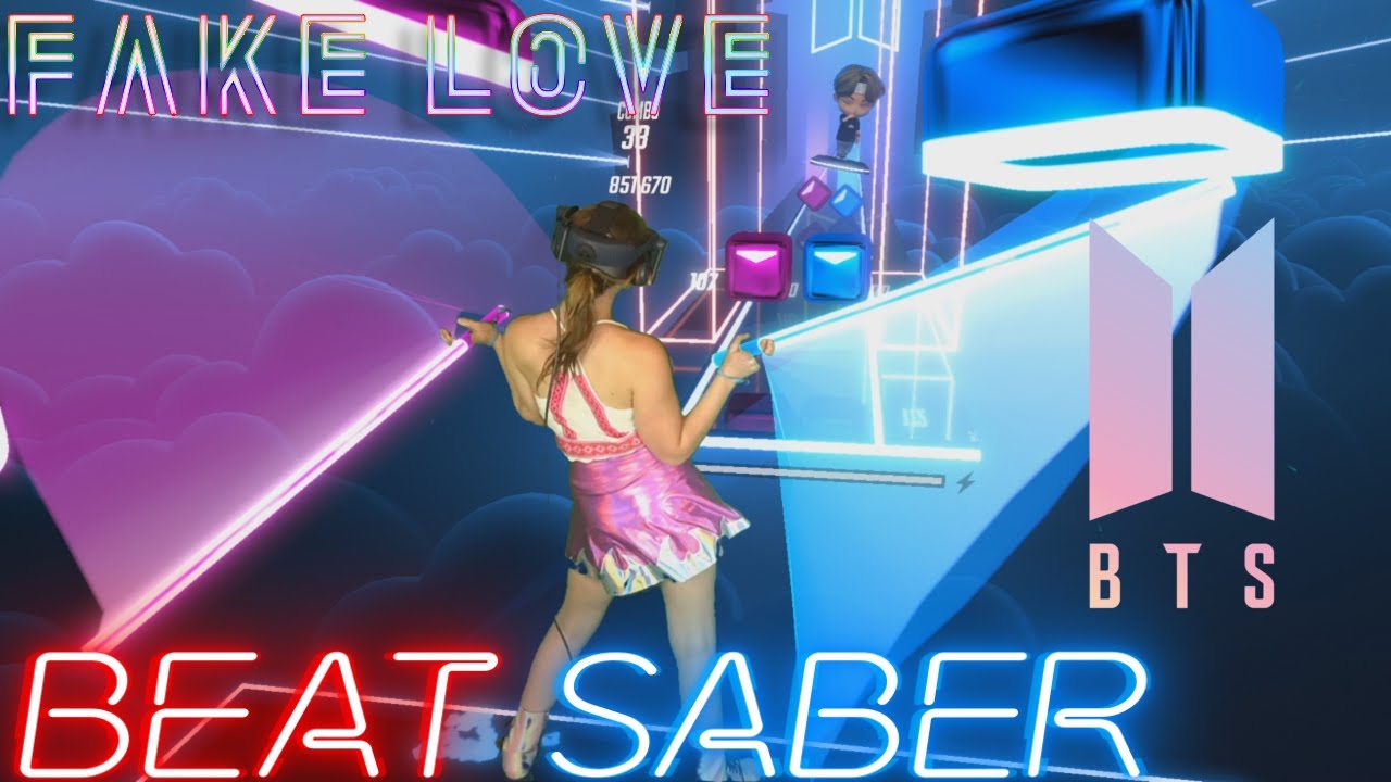 Beat Saber || Fake Love by BTS - Official BTS Music Pack (Expert+) First Attempt || Mixed Reality