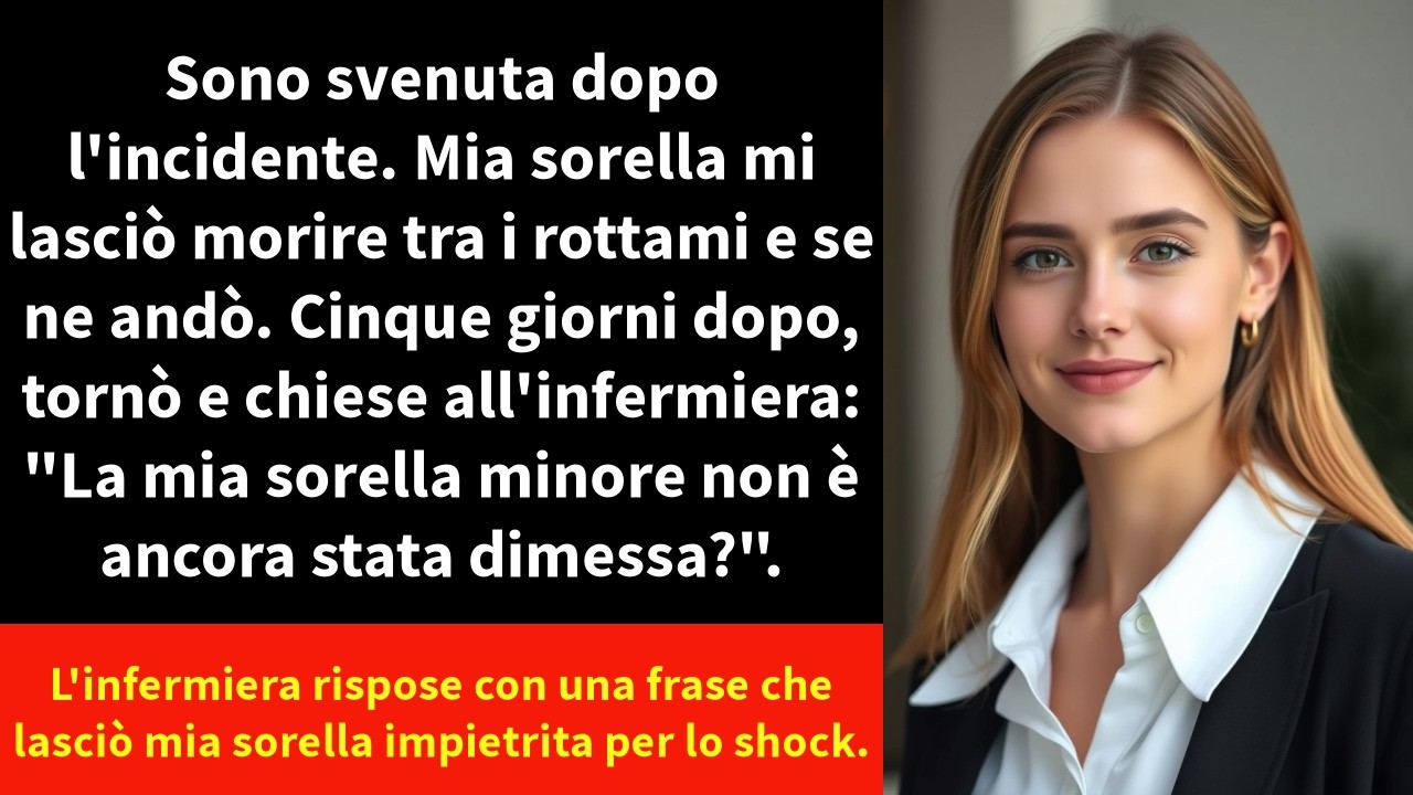 Sono svenuta dopo l'incidente. Mia sorella mi lasciò morire tra i rottami e se ne andò.