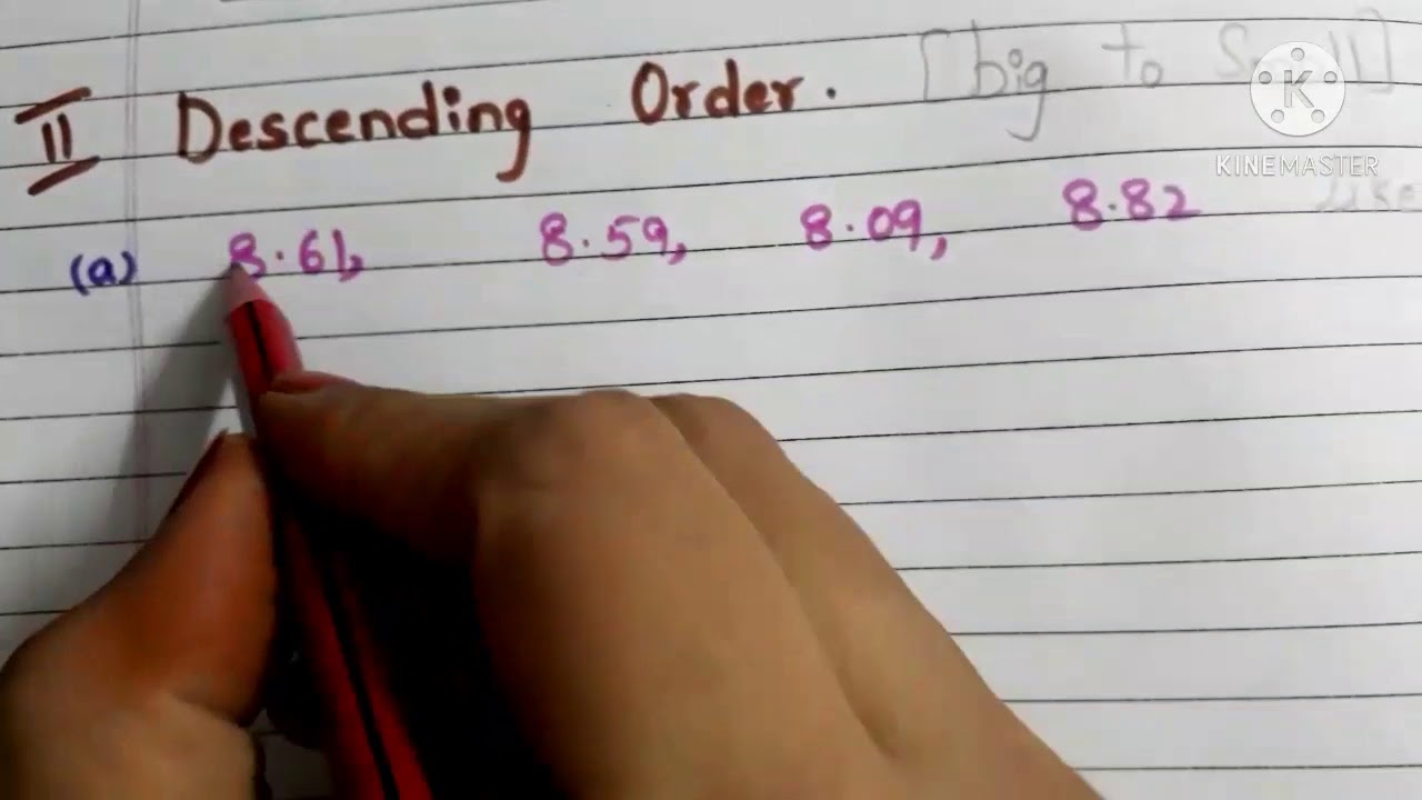 Возрастающий и убывающий порядок десятичных дробей