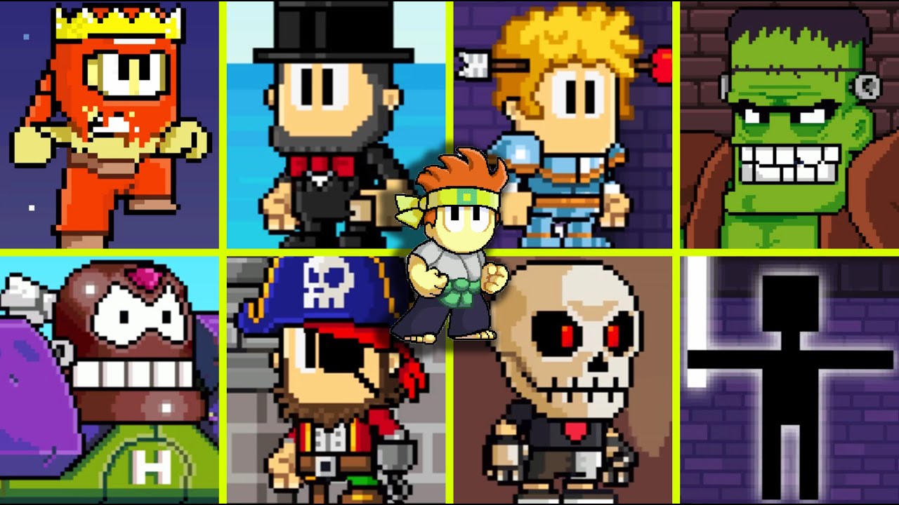 Dan The Man - Characters vs All Bosses ​[NO DAMAGE - HARD].