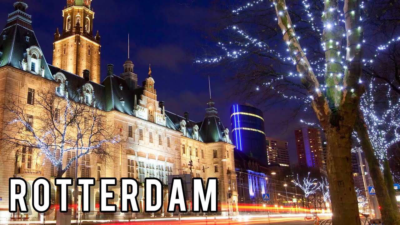 🎄Rotterdam Christmas Lights 2023 Rotterdam Night Walk 4K