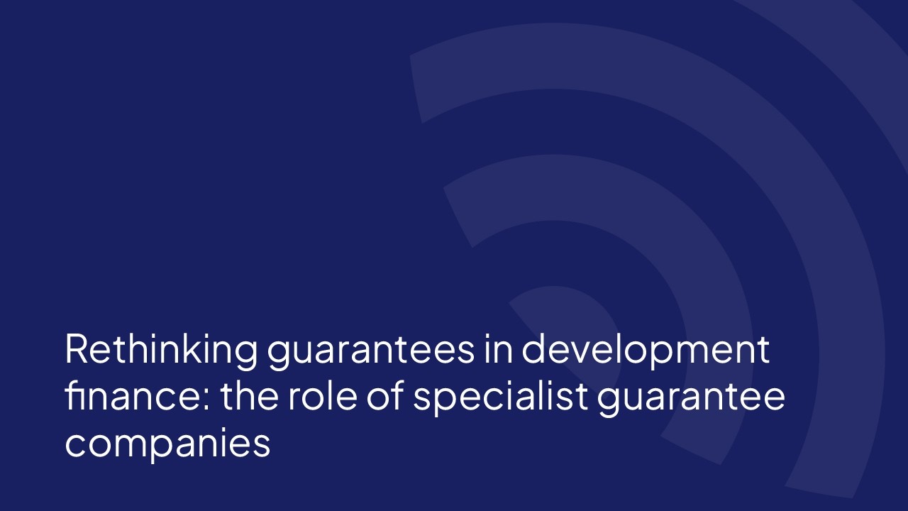Rethinking guarantees in development finance: the role of specialist guarantee companies
