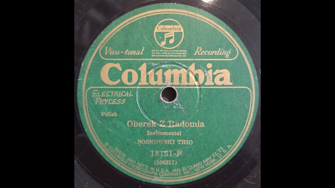 POLISH ACCORDION: Józef Sosnowski / Oberek Z Radomia / Columbia 18131-F / 1926