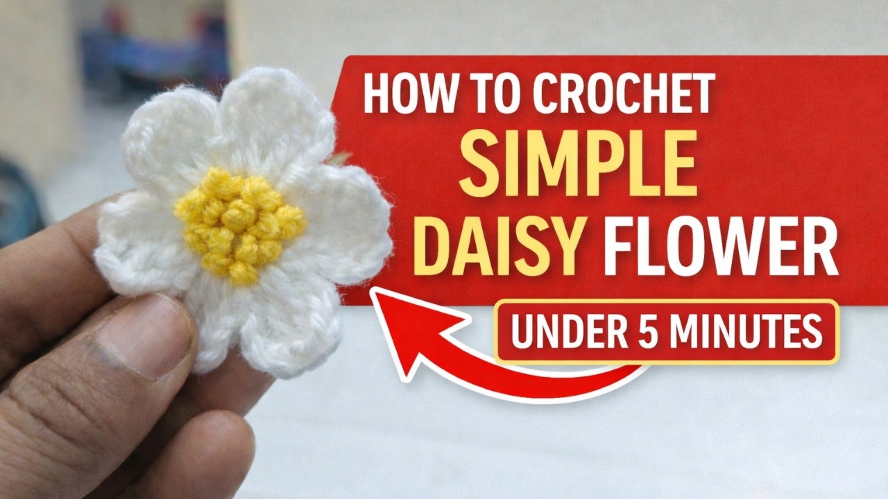 How to Crochet a Mini Daisy Flower 🌼 | Easy & Beginer Friendly Tutorial Under 5 Minutes!