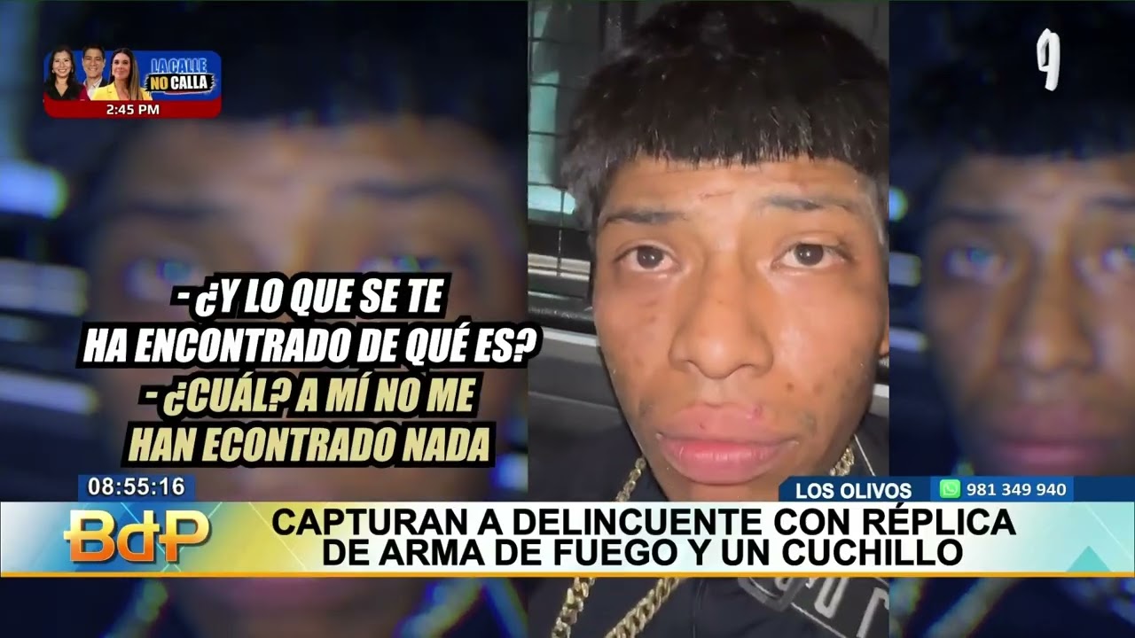Cae delincuente con réplica de arma de fuego y un cuchillo en Los Olivos