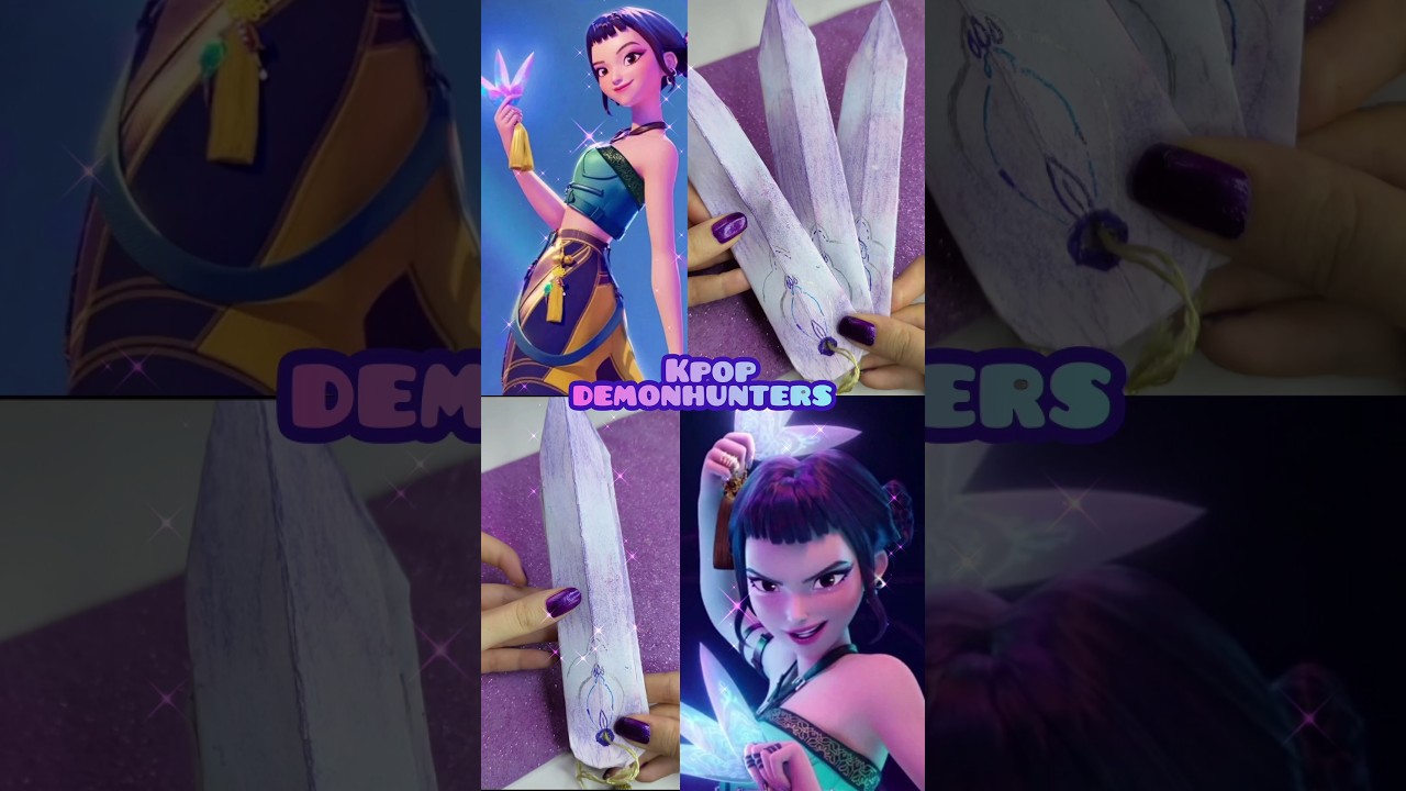 Самодельное оружие Зои из к-поп &laquo;Охотники на демонов&raquo; 🩵 #сделай сам #к-поп #шорты #вирусный