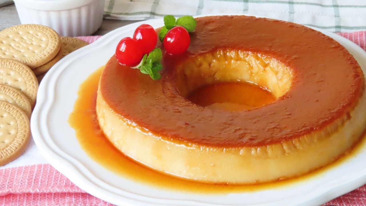 Flan de galletas María en sartén (4 ingredientes y SIN HORNO)