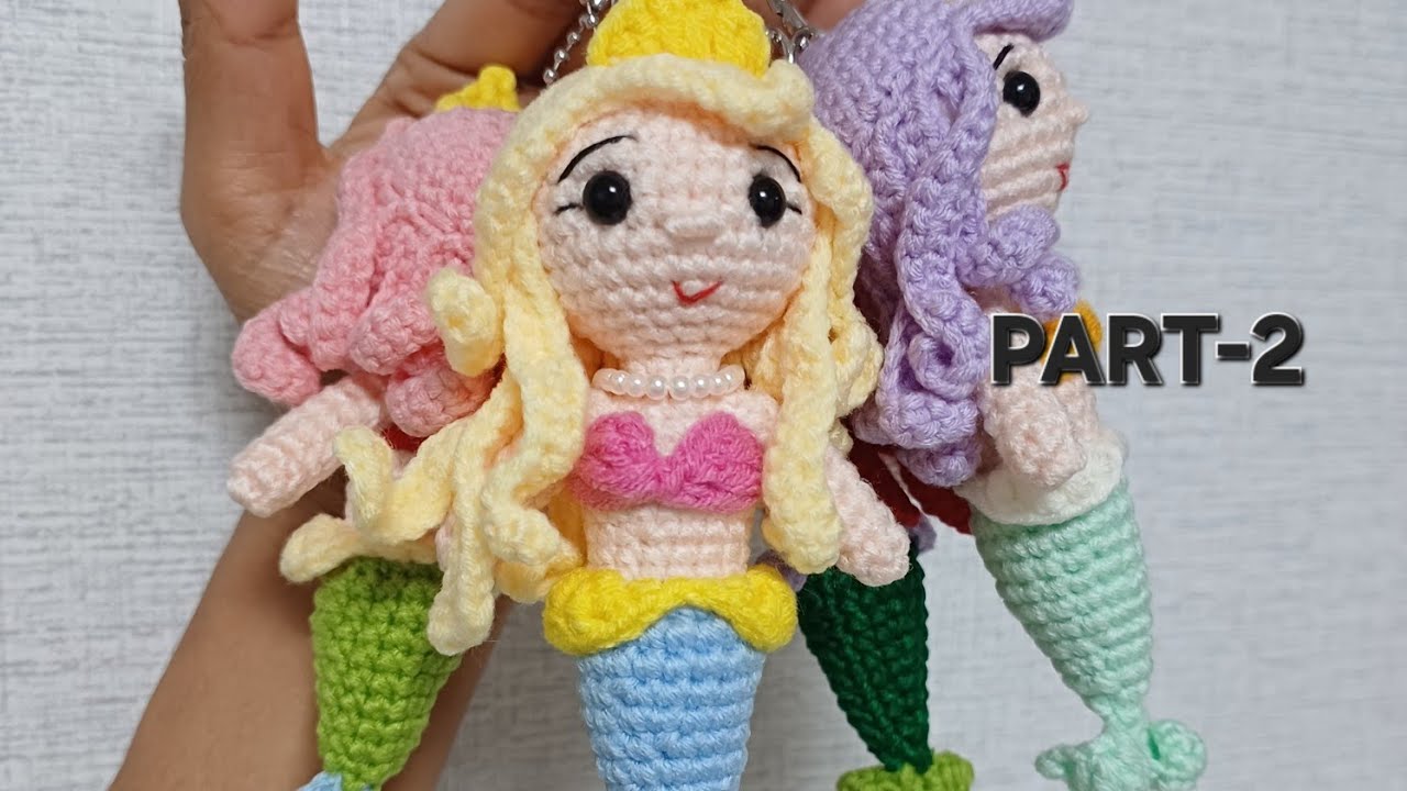 Cute Crochet Mermaid Doll 🧜‍♀️ PART-2 (Step by step Beginner tutorial) 귀여운 인어공주 뜨개 인형 🧜‍♀️ 