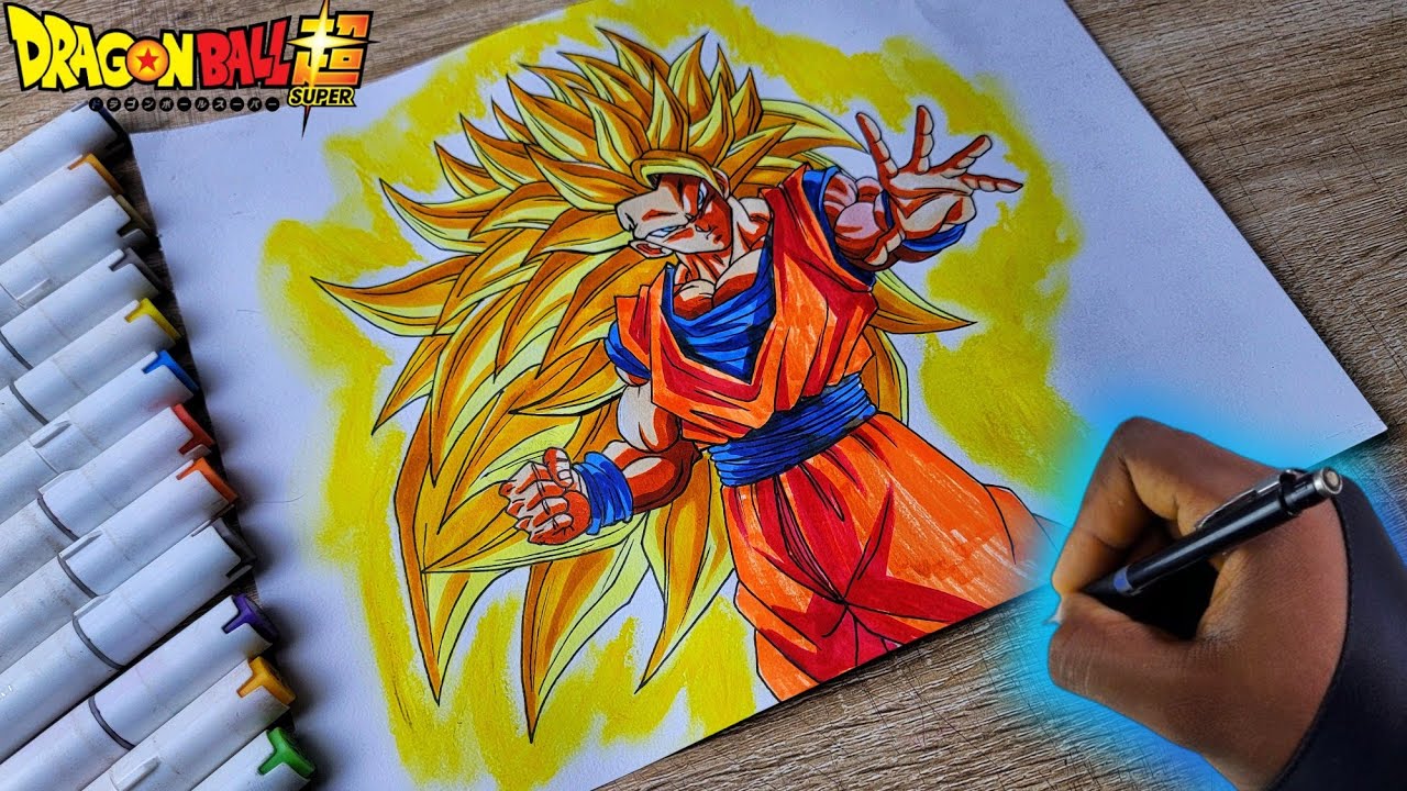 How to Draw Goku Super Saiyan 3-Step by step Drawing tutorial [ Dragonball ]