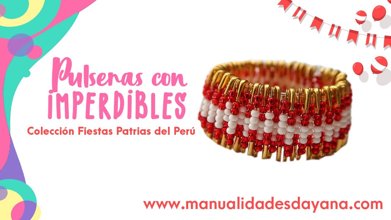 Pulsera de Bisutería con Imperdibles | Colección Fiestas Patrias del Perú | manualidadesdayana.com