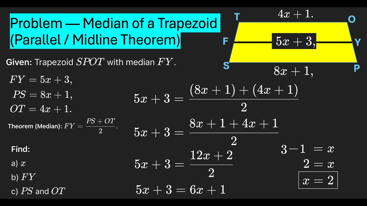 Трапеция (Часть 3.1 - Теорема о средней линии)