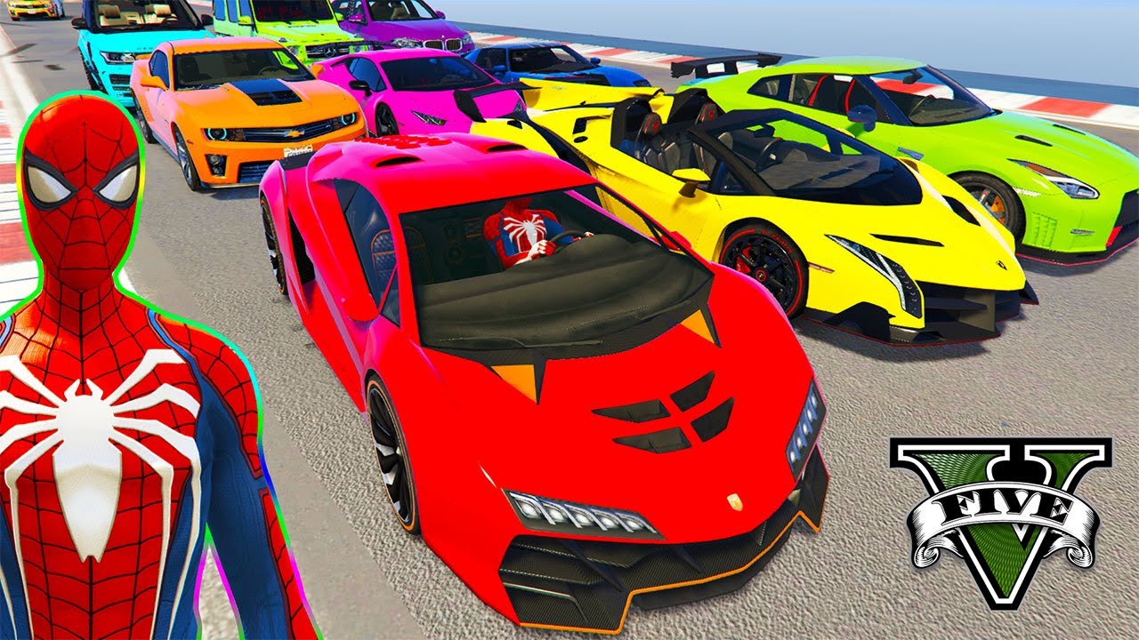SUPERHERO Cars Challenge on HIGH Ramp over SEA! SPIDERMAN Hulk Iron Man with Racing Cars - GTA 5