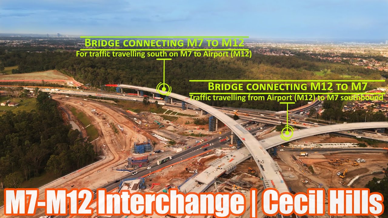 New April 2025! Aerial view update on the  M7- M12 Interchange construction site at Cecil Hills, NSW
